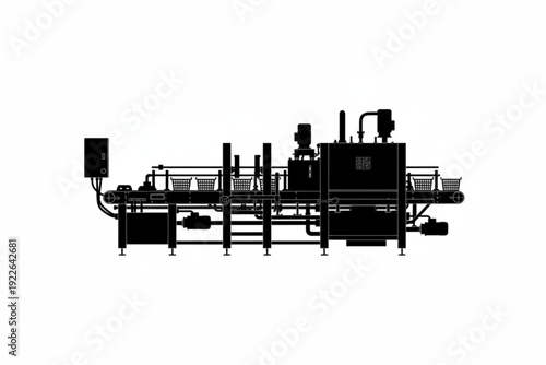 Industrial Machinery: A sleek silhouette of industrial machinery, conveying precision and efficiency. The complex system, a testament to modern manufacturing.