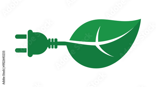 Green Plug with Leaf Renewable Energy.