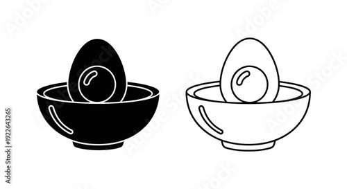 Two eggs in bowls - black and white illustration Vector
