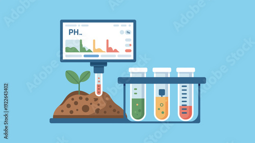 Laboratory Test Tubes with Soil and Seedling.