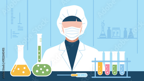 Scientist in Lab Coat Conducting Experiment.