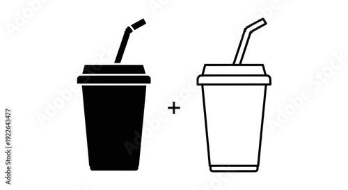 Two drink cups with straws illustration, drink cups with straws, drink cups, straws Vector
