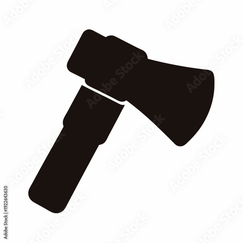 A bold and striking silhouette of a sharp axe, ready for chopping