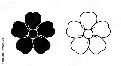 Minimalist floral designs: black and white flower illustrations for modern decor Vector