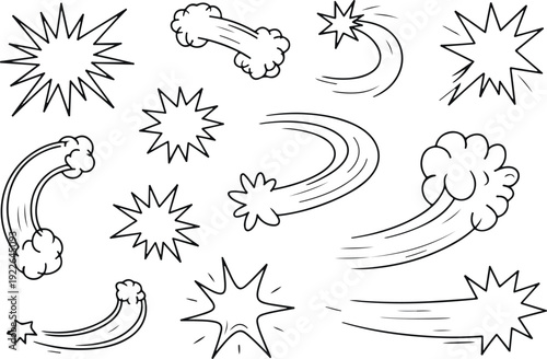 Hand drawn vector set of floral ornamental decorative elements with leaves birds silhouettes and tribal curves