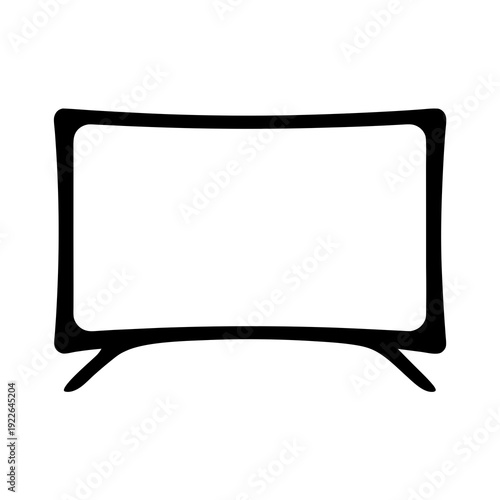 Stylized black and white illustration of a television set on a white background