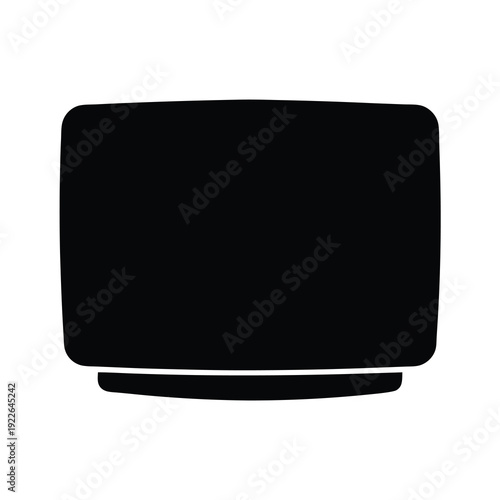 Retro television set in black silhouette for media and entertainment purposes