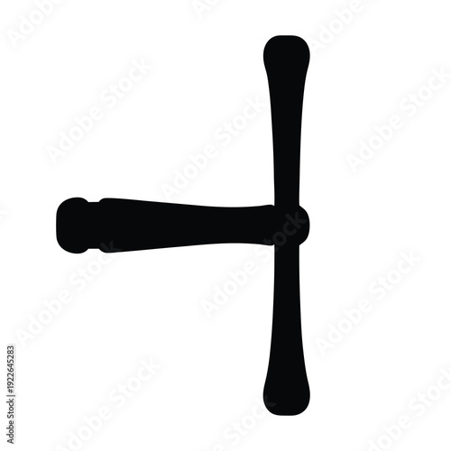 Solid Black Silhouette of T Shaped Handle or Lever Hardware Element