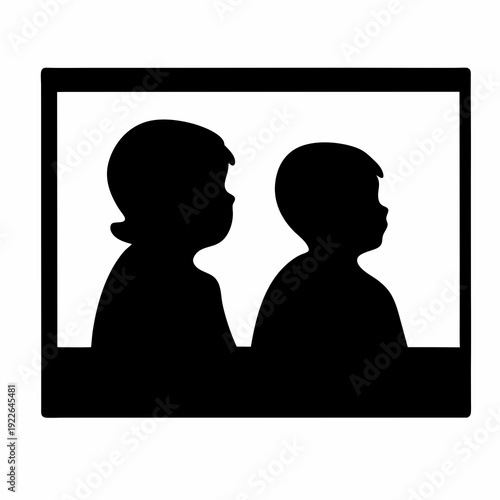 Silhouette of two children in a frame showcasing familial bonds and innocence
