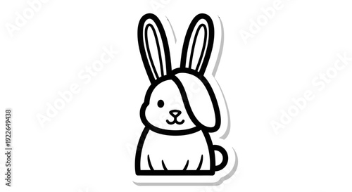 Cute Cartoon Bunny Rabbit Sticker with Floppy Ear