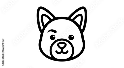 Cute Dog Face Outline Illustration - Simple Line Art Pet Portrait