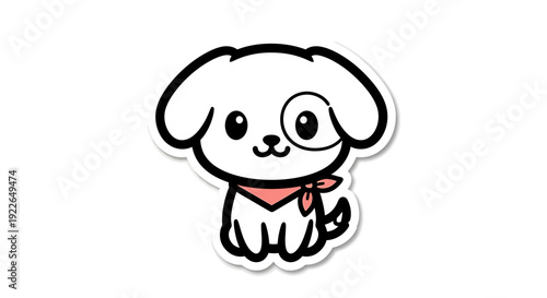 Cute Kawaii Dog Sticker with Bandana