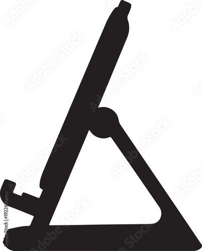 Black silhouette of a triangular drafting tool isolated on transparent background