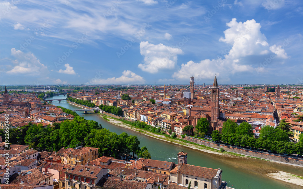 Fototapeta premium Verona cityscape. View of Verona old town. Europe.