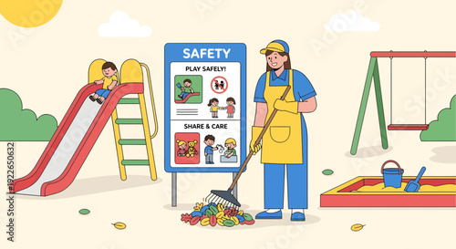 Playground Safety and Maintenance with a Dedicated Worker.