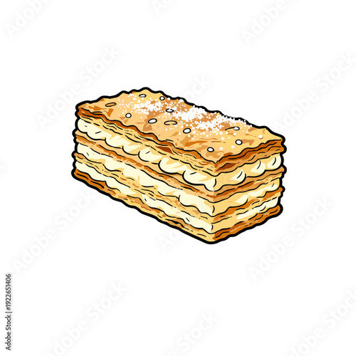 [Vector EPS]Delicious multi-layered cream filled pastry cake