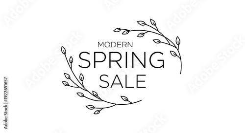 Modern Spring Sale | Floral Wreath with Delicate Leaves & Text