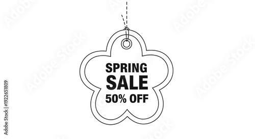 Spring Sale 50% Off Tag - Flower Shaped Discount Label