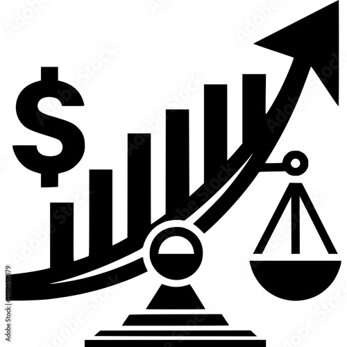 Financial Equilibrium: An emblem representing financial growth, balance, and the upward trajectory of monetary success. Symbolizing stability, fiscal responsibility.