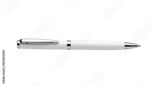 White ballpoint pen isolated on transparent background