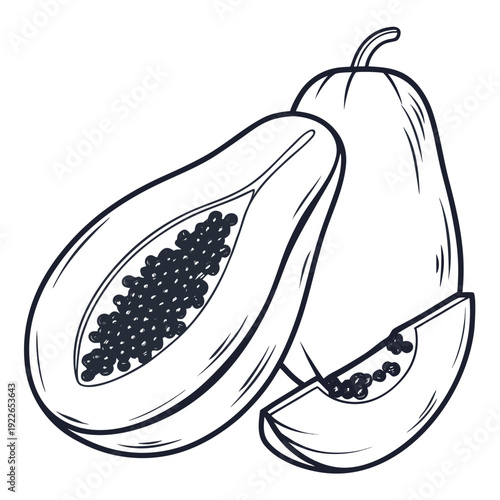 papaya silhouette on white background