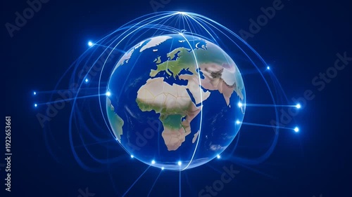 Global Network Connectivity and Communication Around the World Map