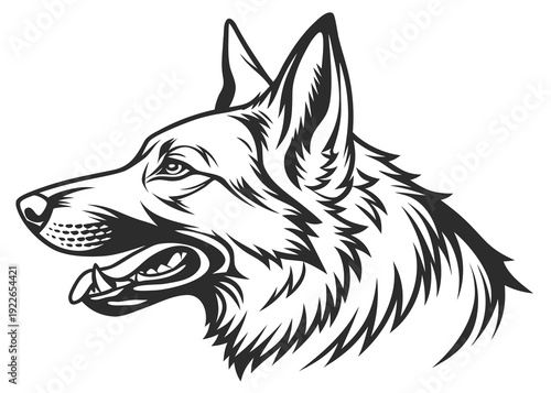 Majestic German Shepherd dog head in dynamic illustration