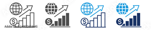 global economic icon set with multi concept