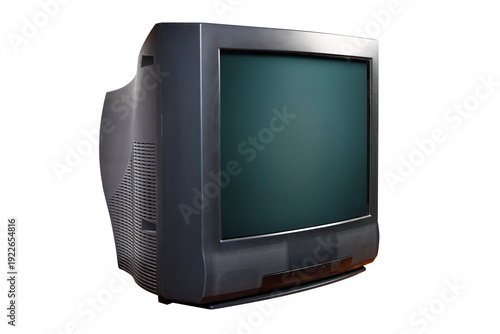 Vintage CRT TV isolated on white background - retro mockup for UI/UX and 90s design.
