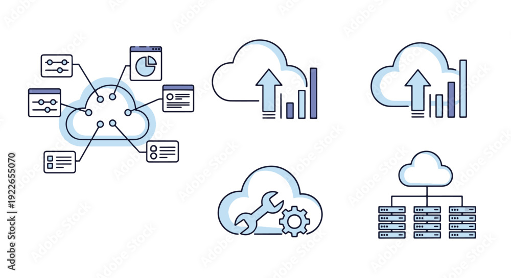 Obraz premium Cloud Control Panel minimal graphic color vector