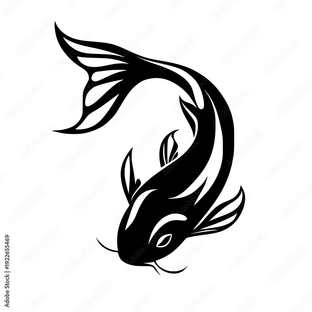 Naklejka premium Majestic koi fish swimming in elegant motion