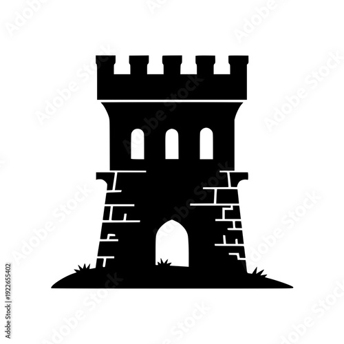 Medieval castle tower with stone walls and battlements