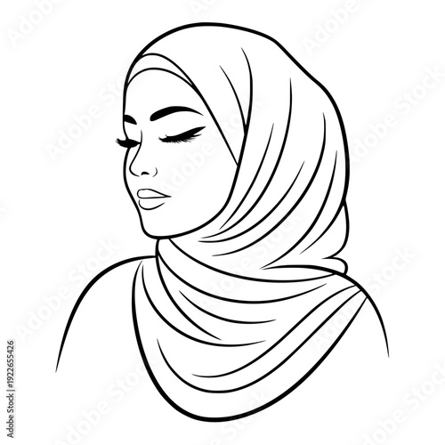 Serene Muslim woman wearing hijab with closed eyes