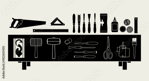 Graphic illustration of kitchen utensils on a table viewed from the front Whisk_cbfa36fc76de8269