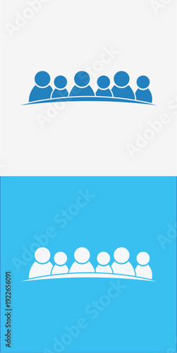 Blue Six People Team Group Community Vector Icon White Background