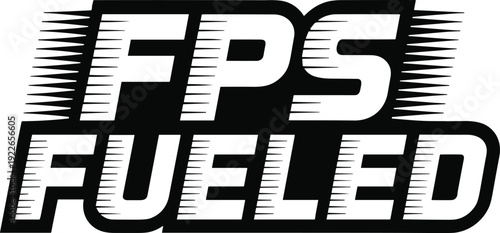 Fps fueled, black speed font, transparent background, vector illustration design