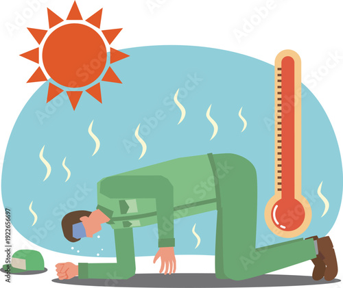 熱中症で倒れる作業員