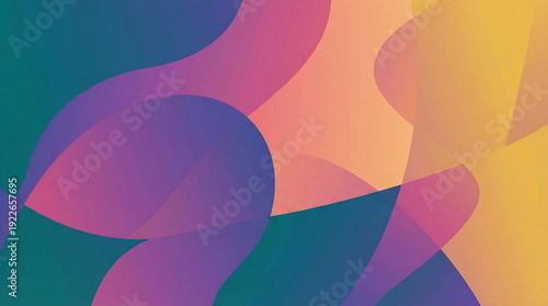 Abstract colorful curved shapes with various vibrant hues