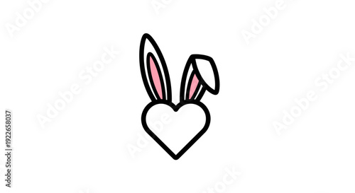 Cute Bunny Heart Icon With Pink Inner Ears
