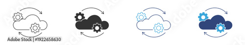 Cloud with Gear Icon. Cloud Computing and Technology Symbol. Digital Cloud Storage and Settings Concept, Vector Illustration.