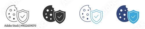 Secure Cookies Icon. Data Protection and Safe Browsing Symbol. Website Privacy and Security Concept, Vector Illustration.