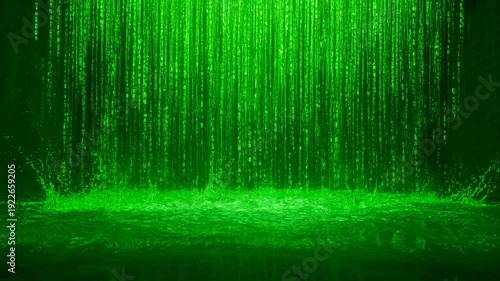 green digital rain effect on dark background with flowing code