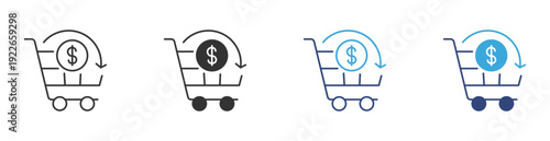 Shopping Cashback Icon Set. Online Purchase Reward and Money Return Symbols. E-commerce Discount and Savings Collection, Vector Illustration.