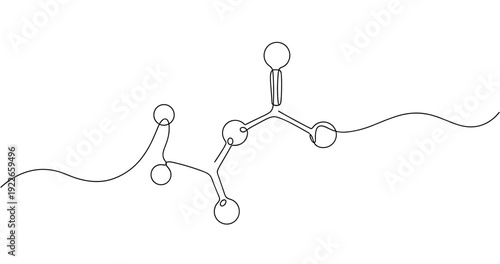 Minimalist molecular structure illustration of chemical bonding on white background. no editable stroke