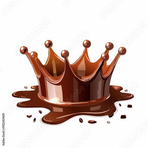 Melting Chocolate Crown Illustration with Chocolate Droplets.