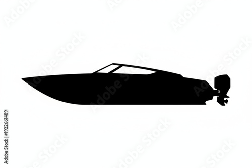 Speedboat Silhouette: A sleek, black silhouette of a speedboat, evoking the thrill of speed and adventure on the water.