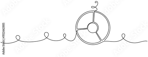 Simple continuous line drawing of life buoy and wave with minimalist design. No editable stroke