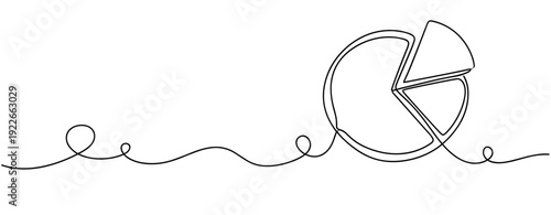 Continuous line drawing of pie chart with single line art style. No editable stroke