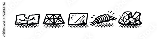 Abstract Construction, Technology, and Damage Icons - Hand-drawn Halftone