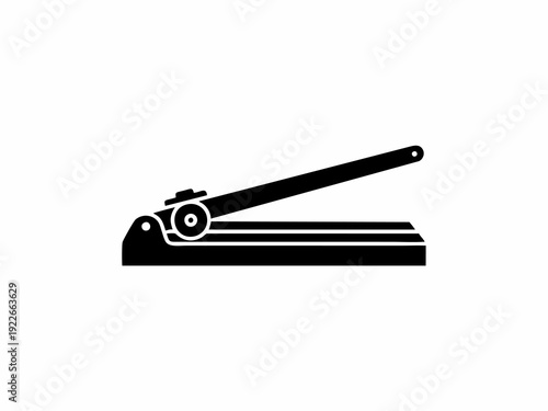 Black and White Vector Icon of a Manual Paper Cutter Guillotine Tool for Office and Craft